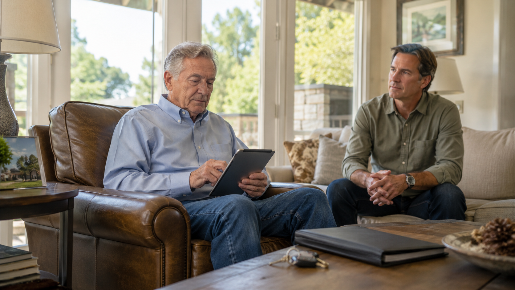 Older Texas adult with a trusted family member ready to help when needed