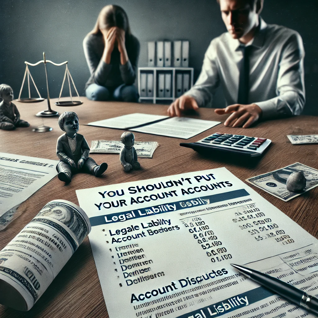 DALL·E 2025-01-02 15.22.21 – A photo-realistic image illustrating why you shouldn’t put children on bank accounts. The scene features a desk with a bank statement showing multiple