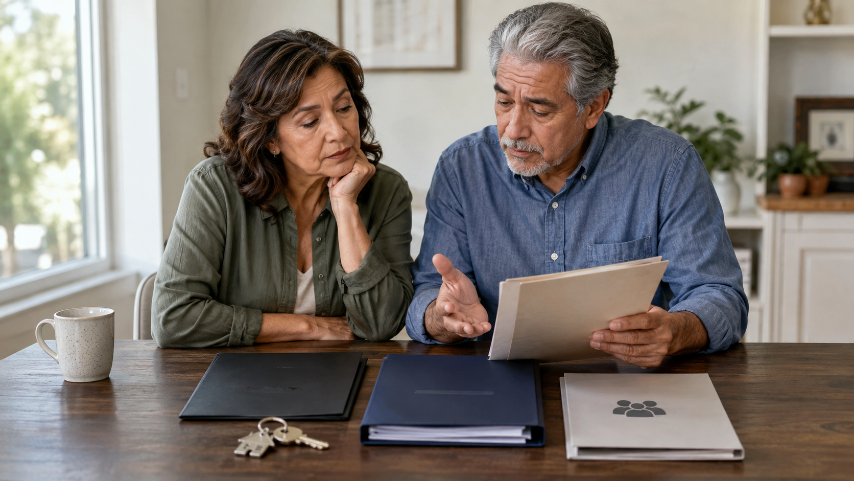 Texas couple reviewing a will and other probate-planning information