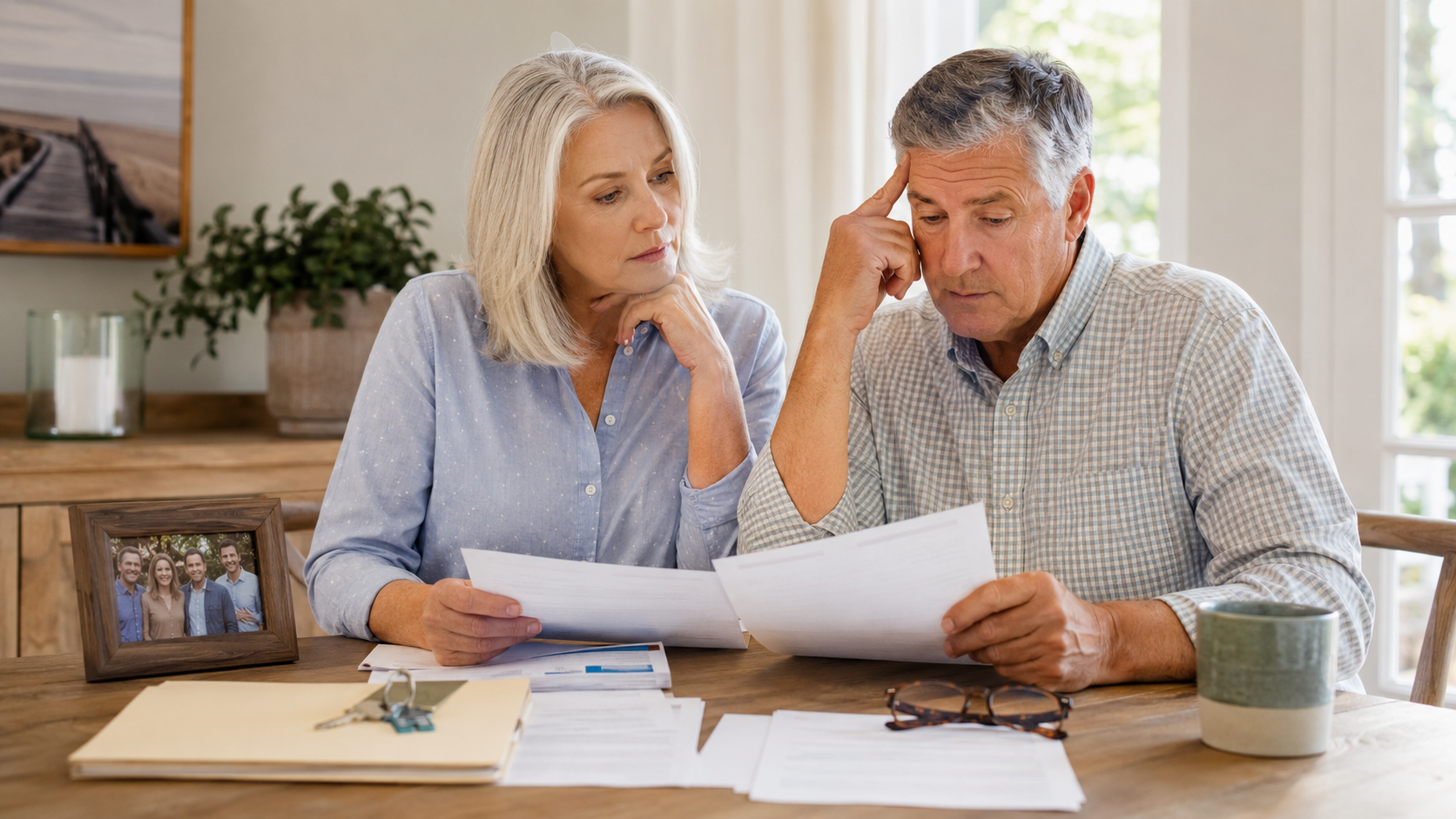 Texas couple reviewing family and property information while planning their estate